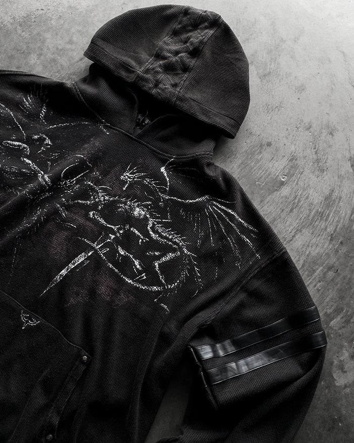 "DAWNS LULL" WAFFLE KNIT HOODIE