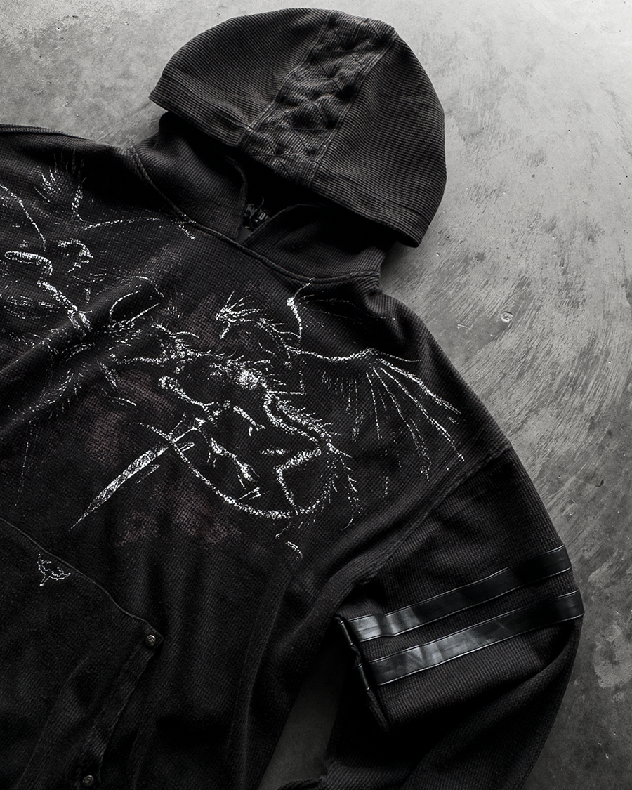 "DAWNS LULL" WAFFLE KNIT HOODIE