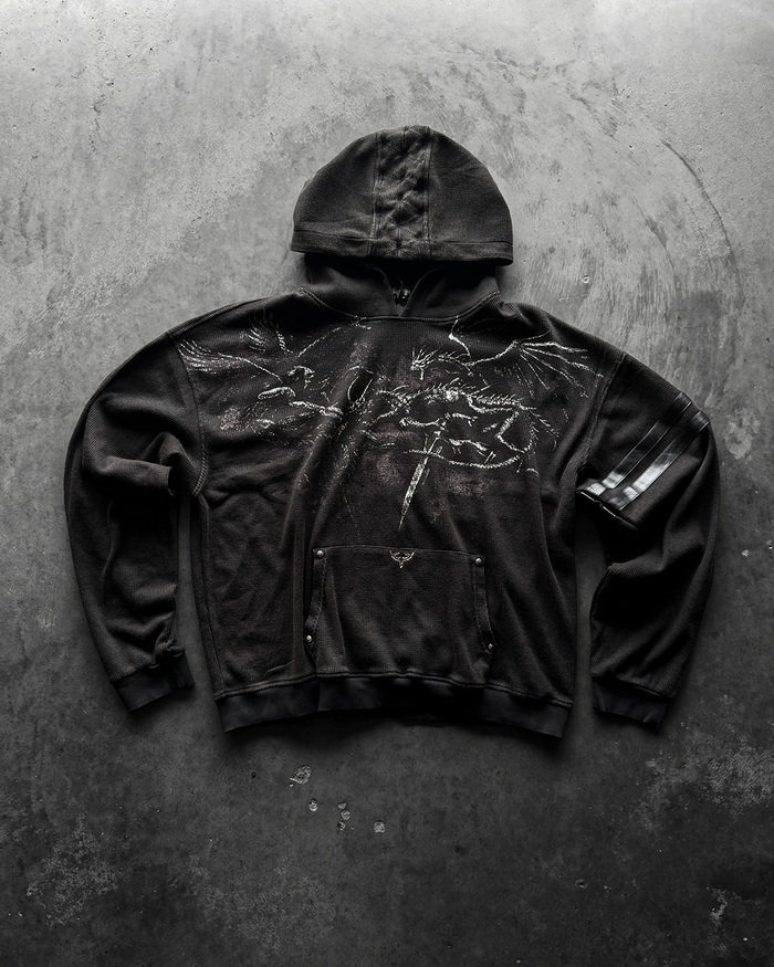 "DAWNS LULL" WAFFLE KNIT HOODIE