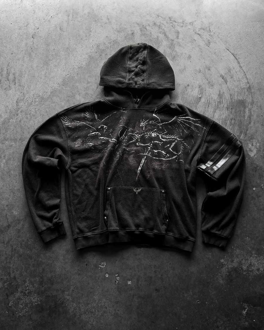 "DAWNS LULL" WAFFLE KNIT HOODIE