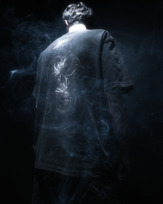 "SERPENTS FATE" RUST WASHED OVERSIZED TEE